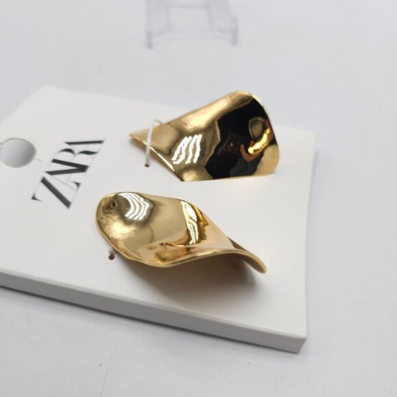 Zara Gold-Tone Abstract Earrings With Stud Backing For Women 4736 READ ME - Picture 2 of 5